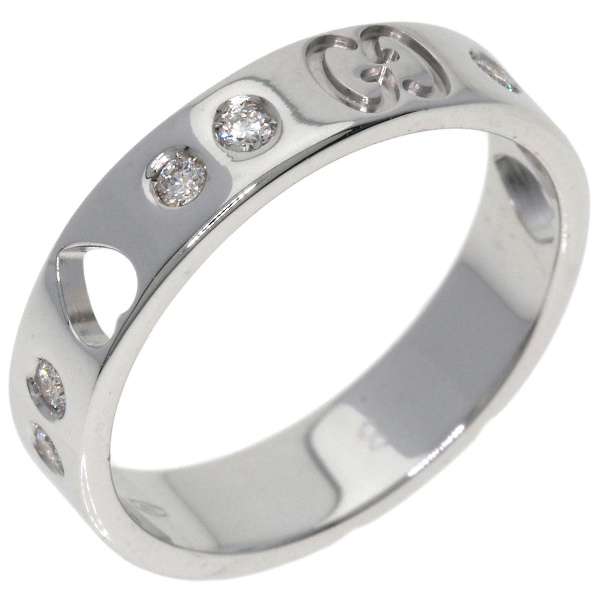 GUCCI Amor Heart 10P Diamond #8 Ring K18 White Gold Ladies [Used]
