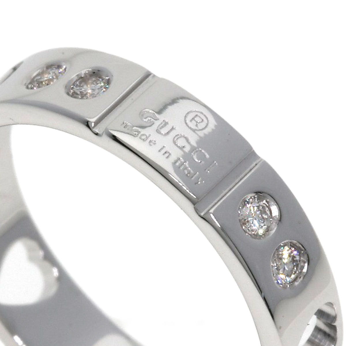 GUCCI Amor Heart 10P Diamond #8 Ring K18 White Gold Ladies [Used]