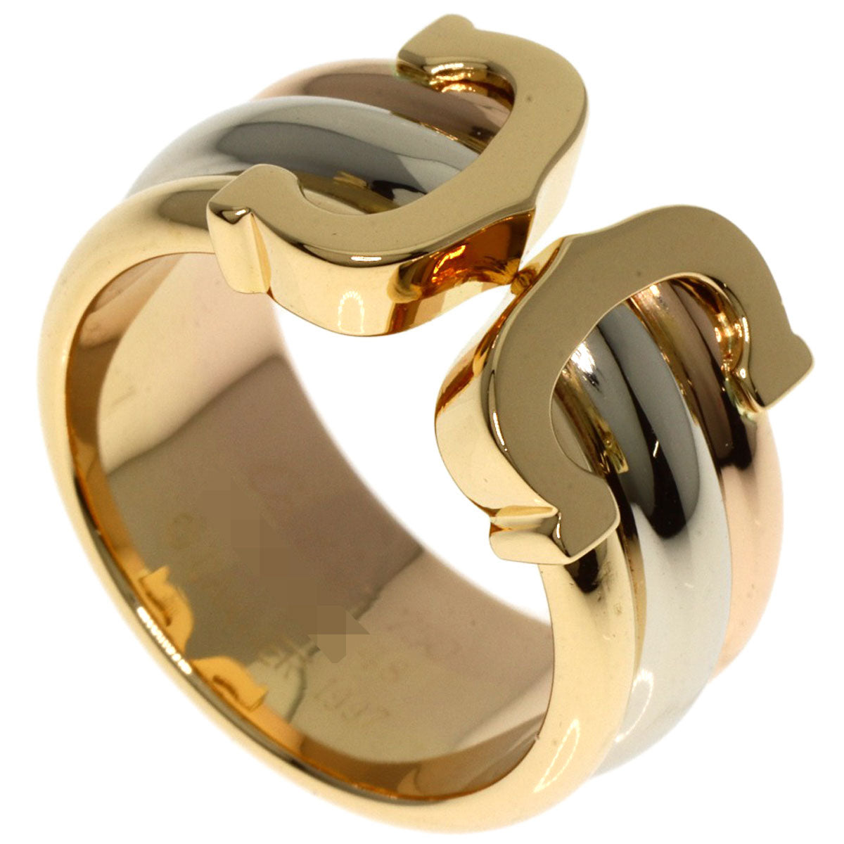 CARTIER 2C Ring LM #48 Ring K18 Yellow Gold K18 White GoldLadies [Used]