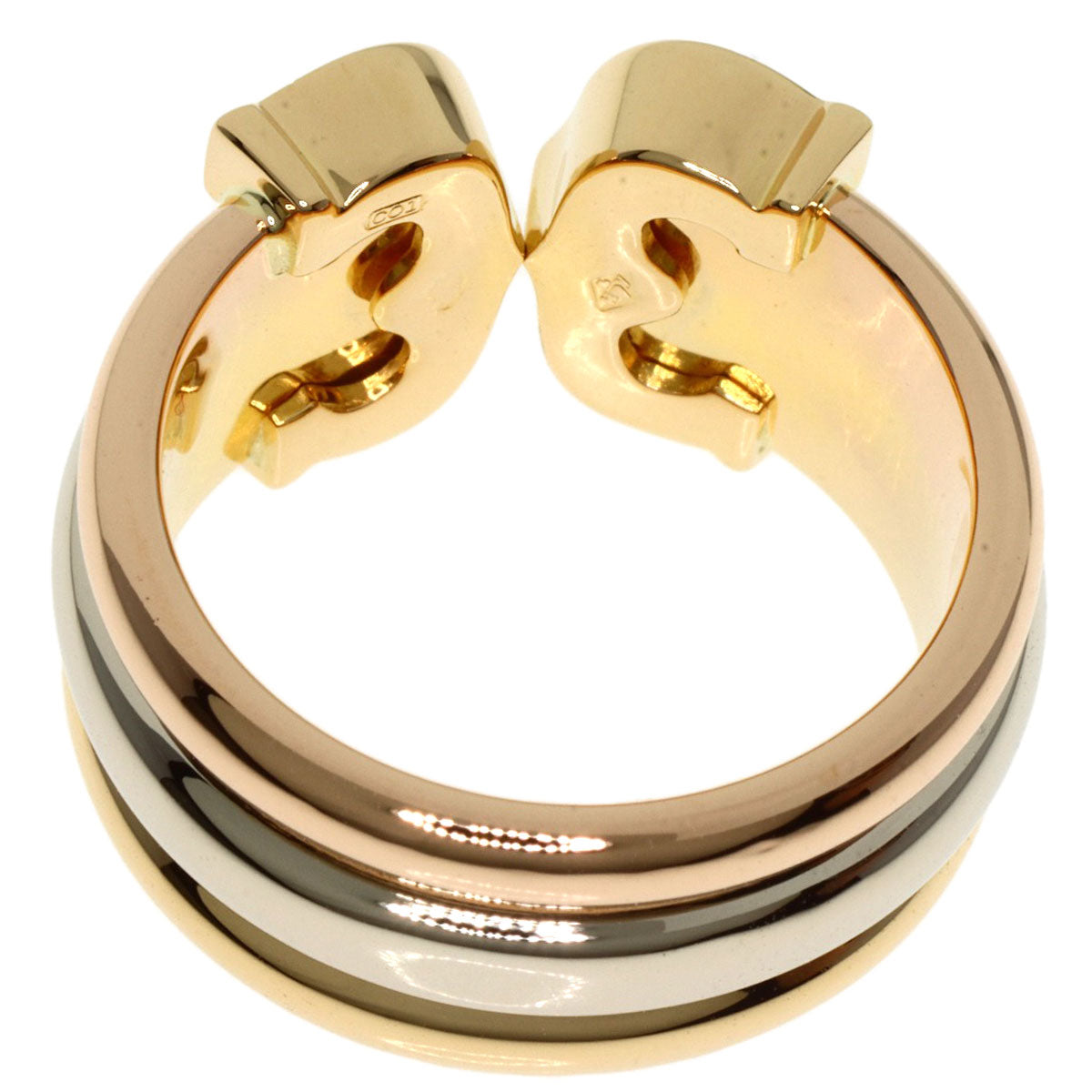 CARTIER 2C Ring LM #48 Ring K18 Yellow Gold K18 White GoldLadies [Used]