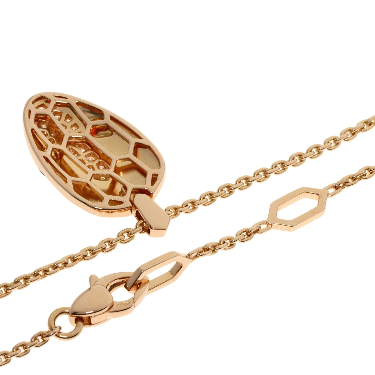 BVLGARI   Necklace Serpenti Malachite Diamond K18 Pink Gold Ladies