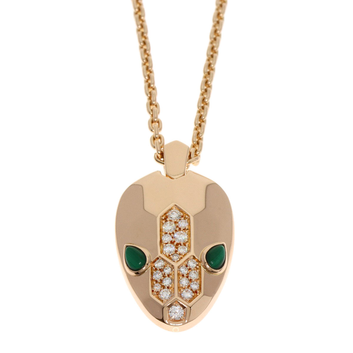 BVLGARI   Necklace Serpenti Malachite Diamond K18 Pink Gold Ladies