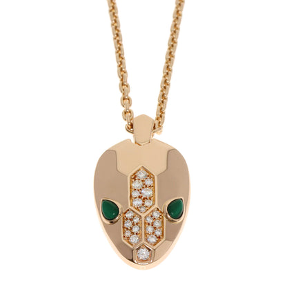 BVLGARI   Necklace Serpenti Malachite Diamond K18 Pink Gold Ladies
