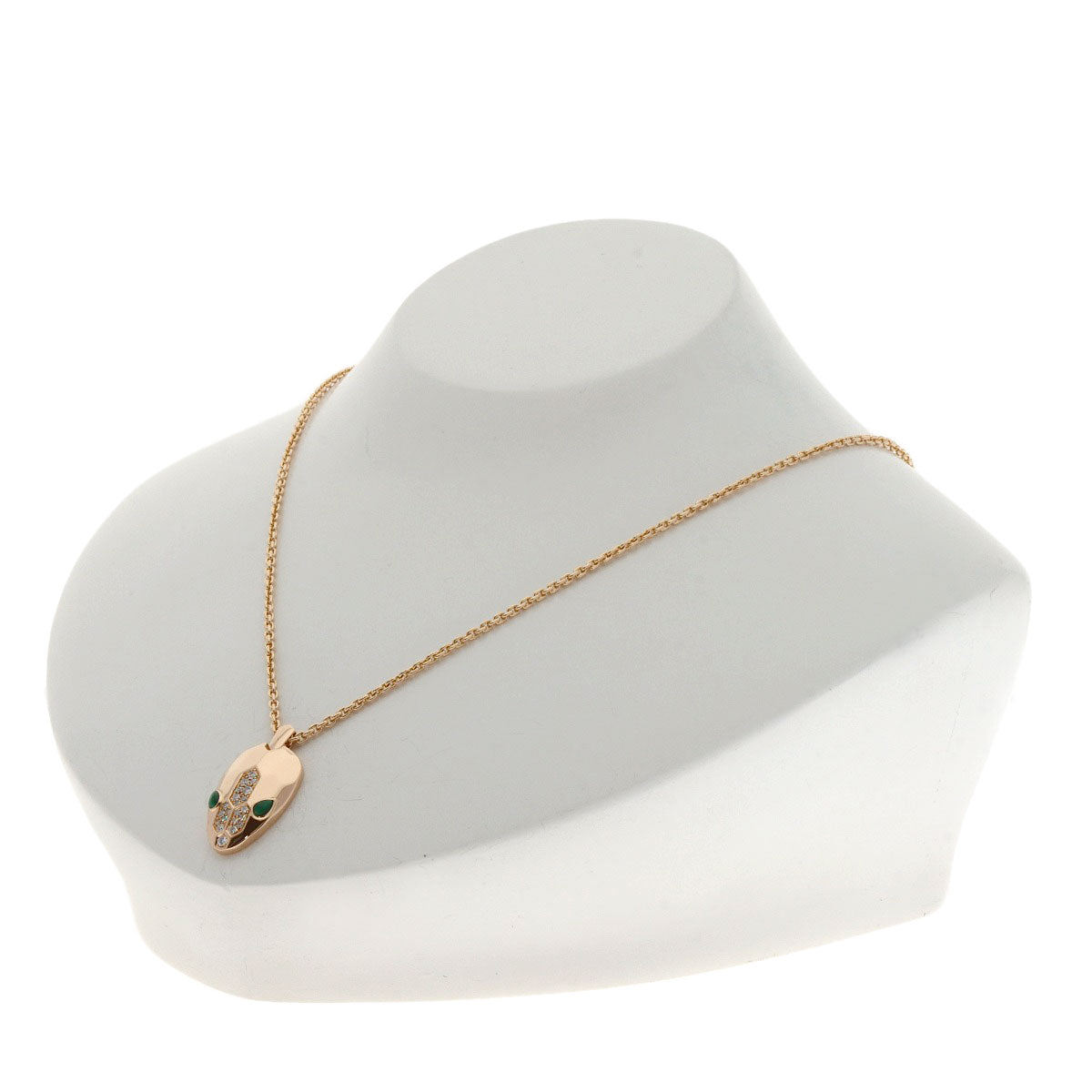 BVLGARI   Necklace Serpenti Malachite Diamond K18 Pink Gold Ladies