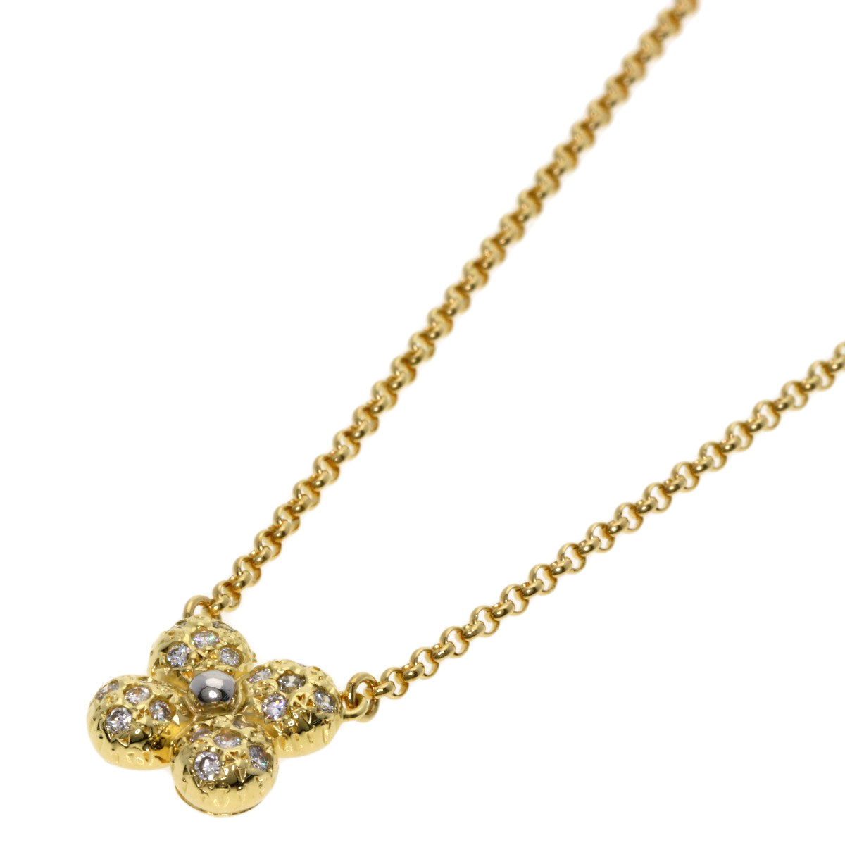 TASAKI   Necklace Flower motif Diamond K18 Yellow Gold PT900Ladies