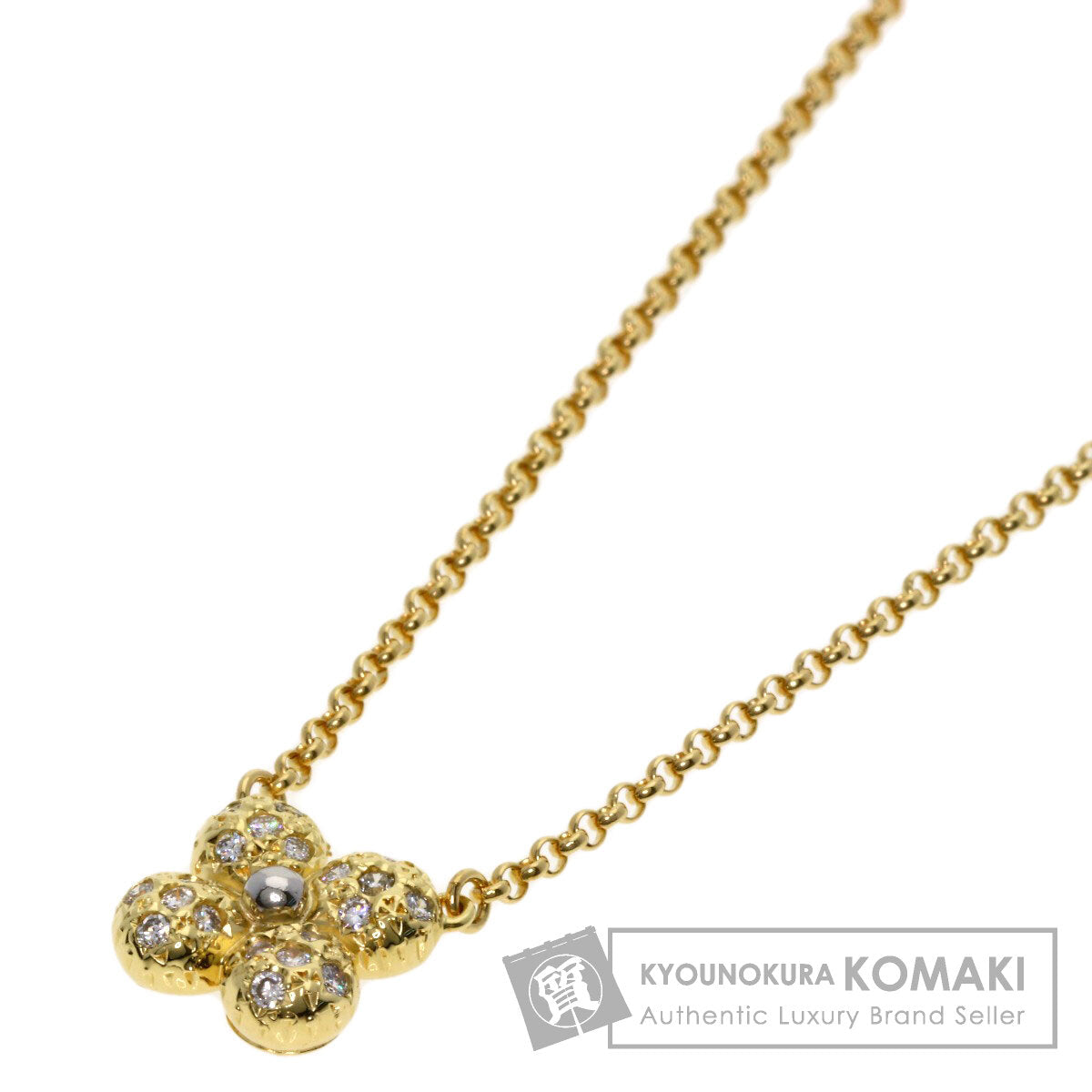 TASAKI   Necklace Flower motif Diamond K18 Yellow Gold PT900Ladies
