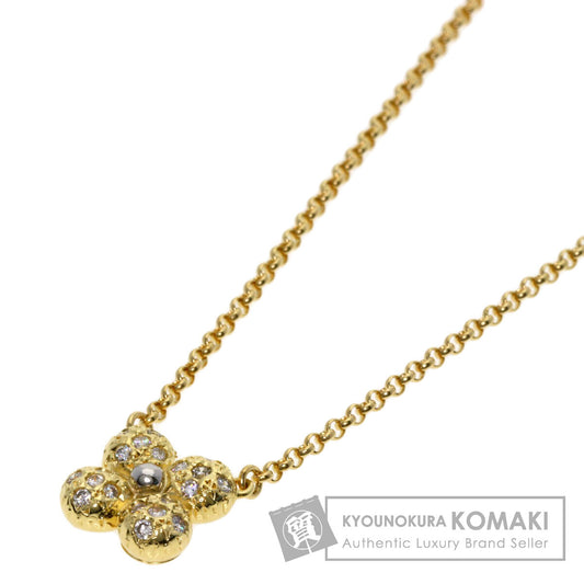 TASAKI   Necklace Flower motif Diamond K18 Yellow Gold PT900Ladies