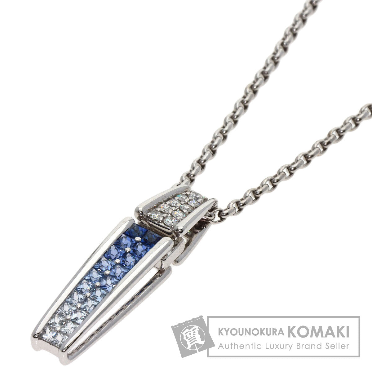 Jeunet Sapphire Diamond Necklace K18 White Gold Ladies [Used]