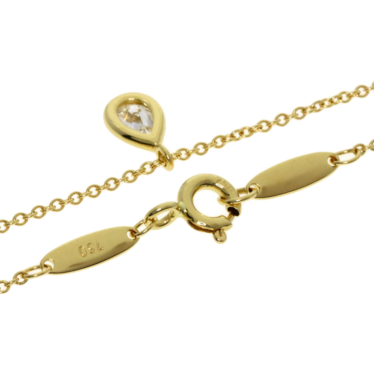 TIFFANY&Co. By The Yard Pear Shape Diamond Necklace K18 Yellow Gold Ladies [Used]