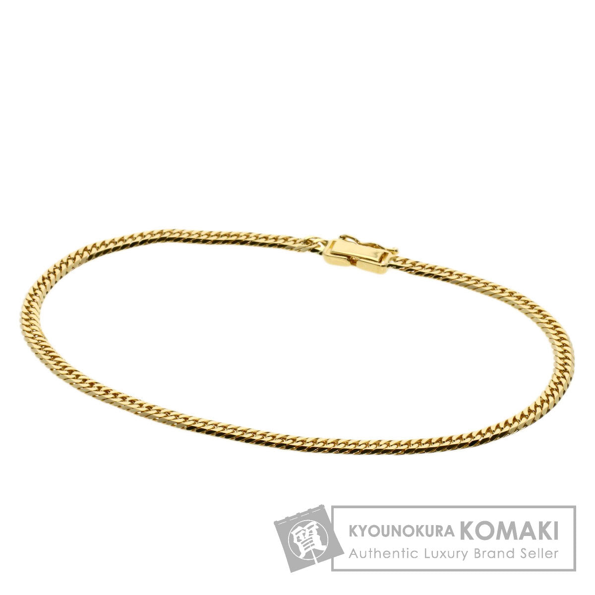 Curb chain Kihei W6 side Bracelet K18 Yellow Gold 10.2g　mens