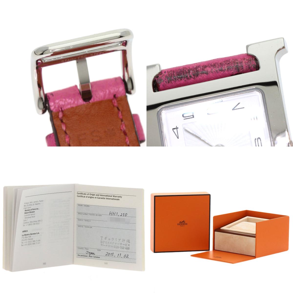 HERMES H watch Watches HH1.210 Stainless Steel/Leather Ladies