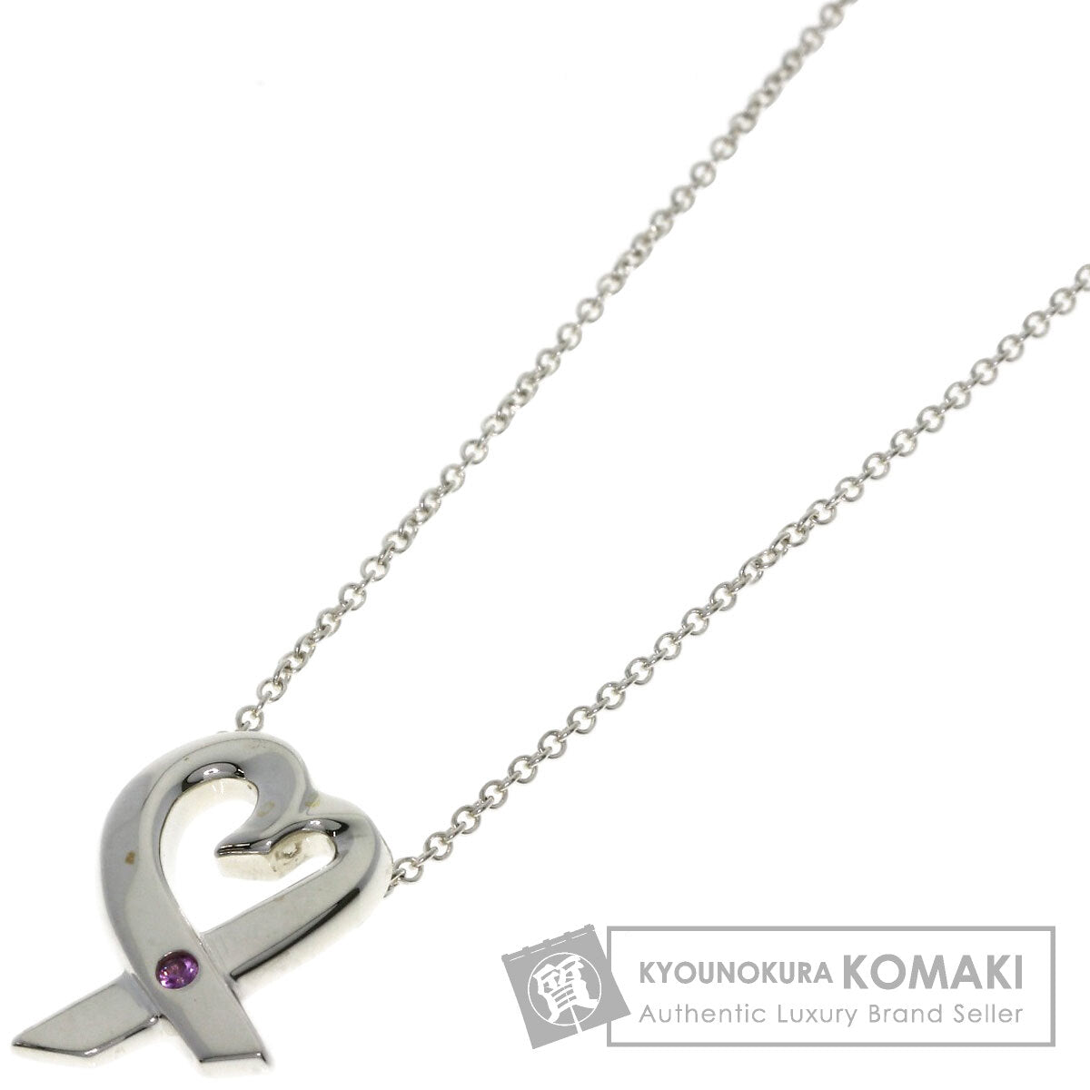 TIFFANY&Co. Loving Heart 1P Pink Sapphire Necklace Silver Ladies [Used]