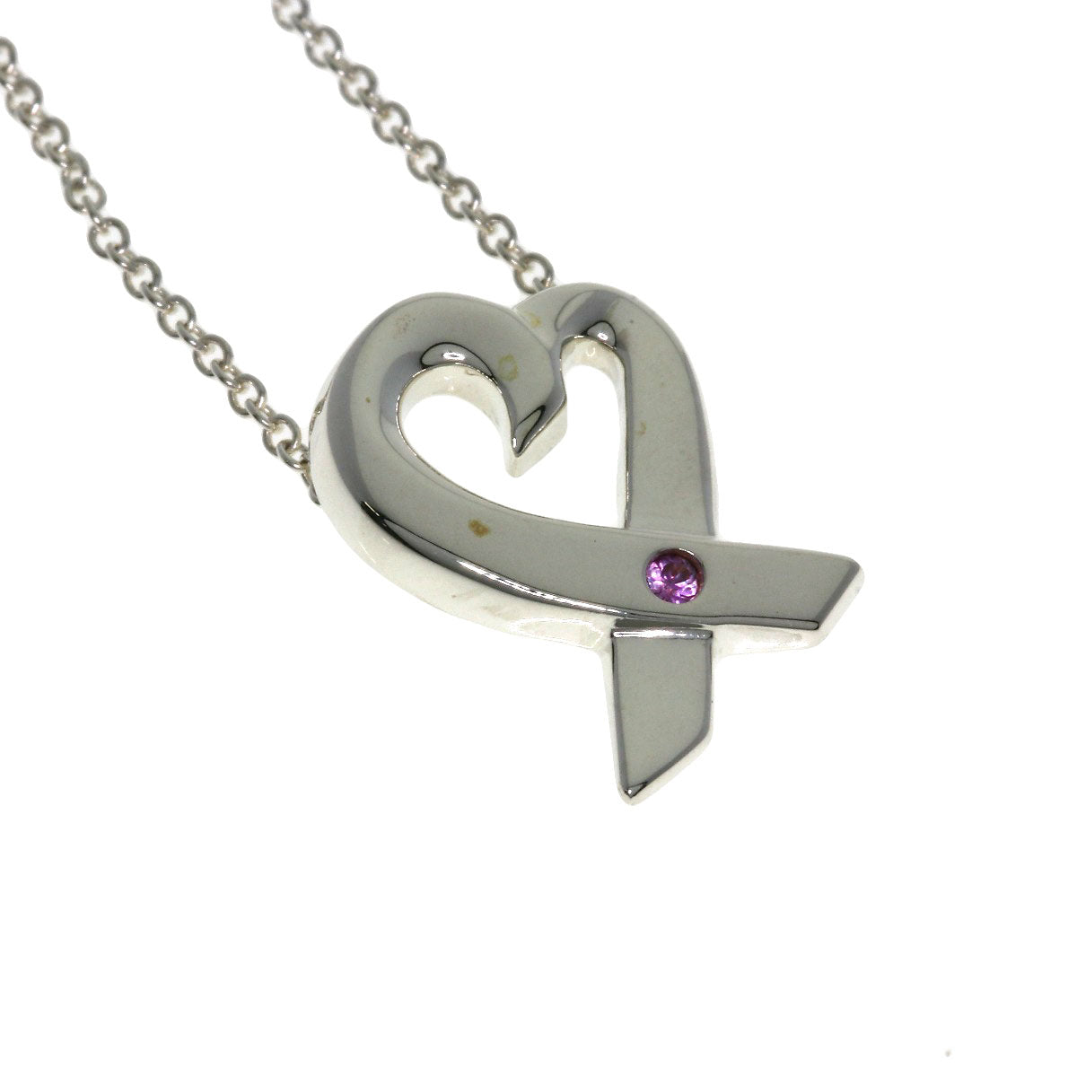 TIFFANY&Co. Loving Heart 1P Pink Sapphire Necklace Silver Ladies [Used]