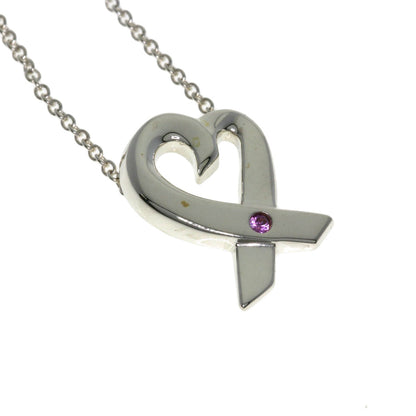 TIFFANY&Co. Loving Heart 1P Pink Sapphire Necklace Silver Ladies [Used]