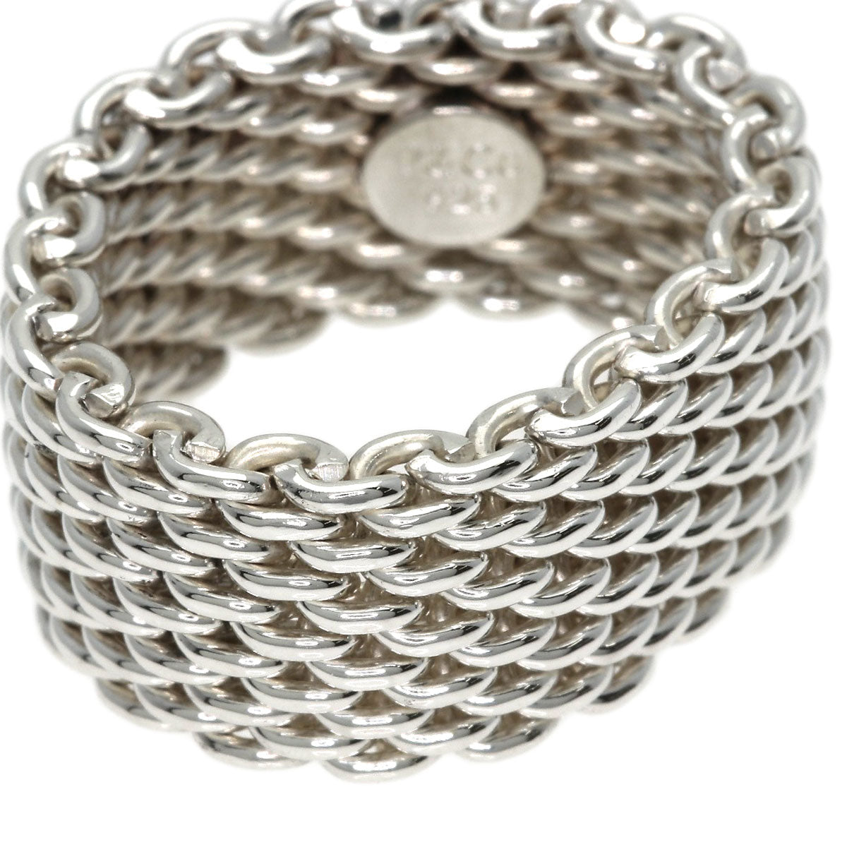 TIFFANY&Co. Somerset mesh Ring Silver Ladies [Used]