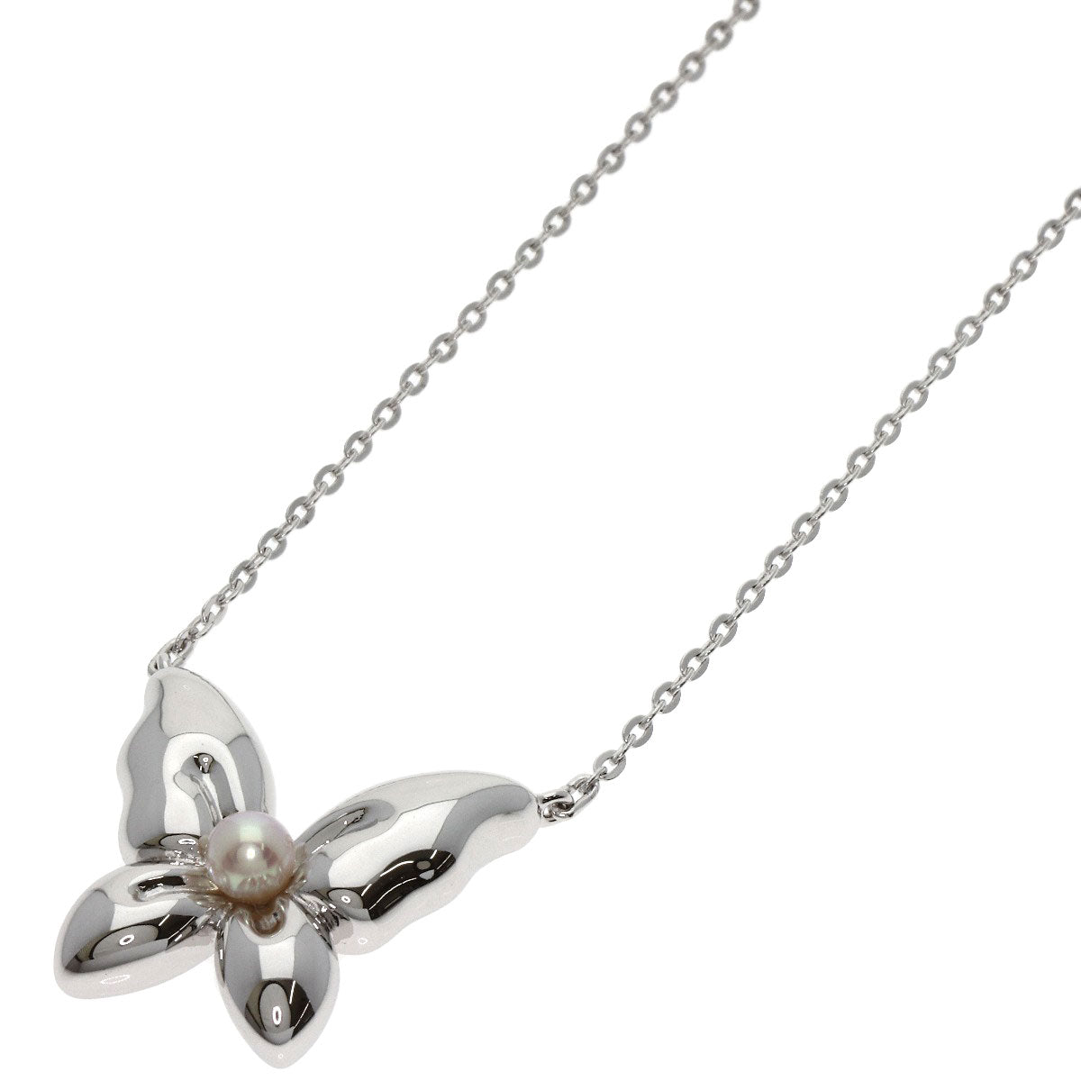 MIKIMOTO Butterfly Akoya Pearl Necklace Silver Ladies [Used]