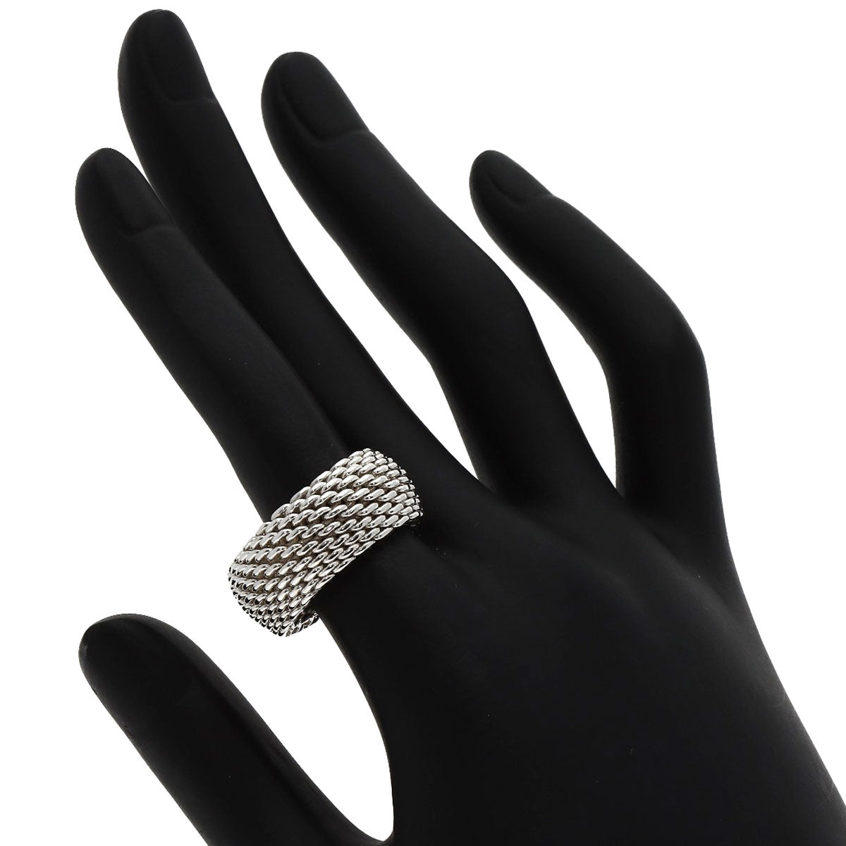 TIFFANY&Co. Somerset mesh Ring Silver Ladies [Used]