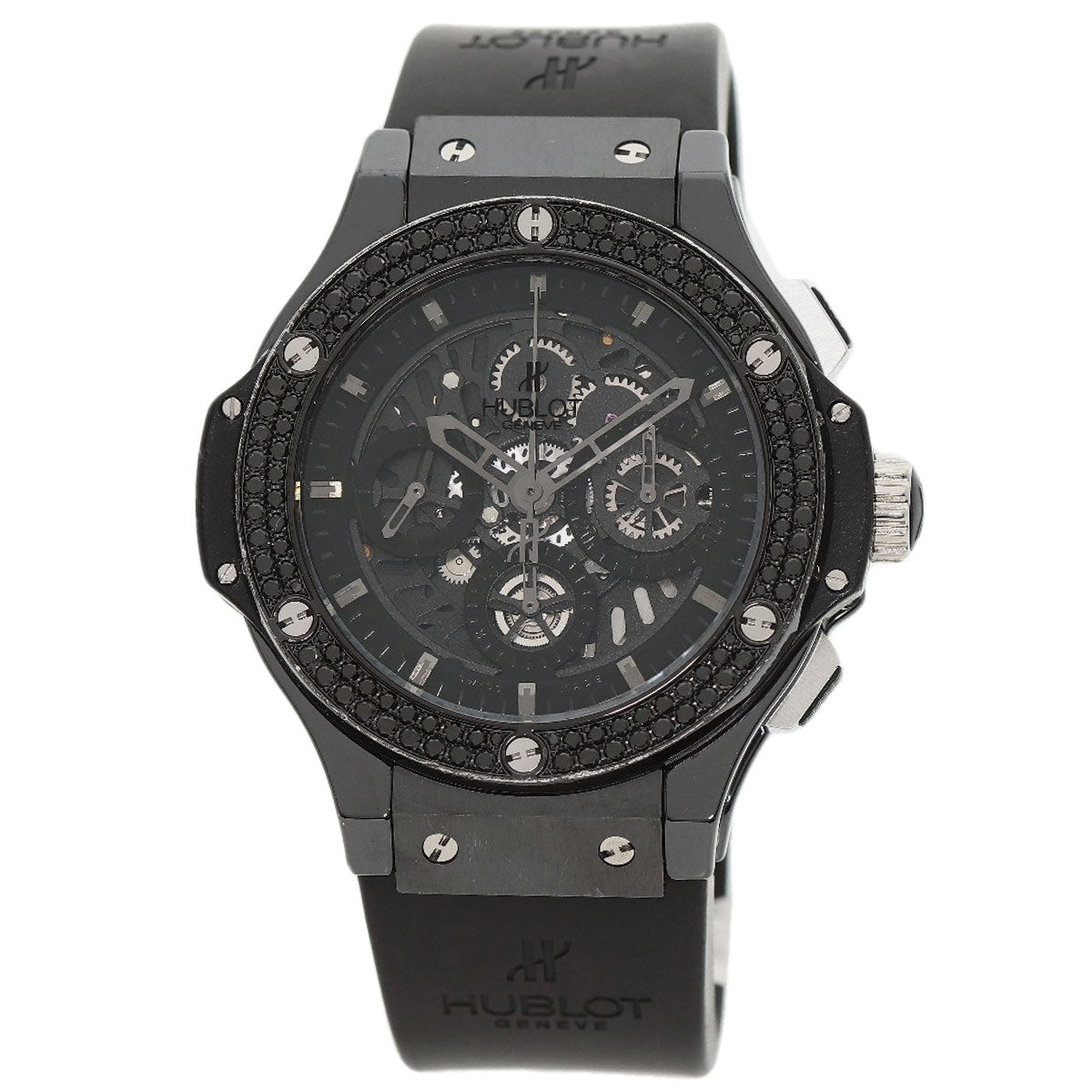 HUBLOT Aeroban All Black Chronograph Black Diamond Bezel Watches 310.CV.1110.RX.1110 Ceramic/Rubber mens