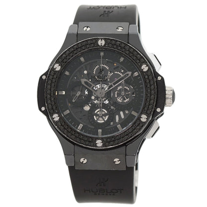 HUBLOT Aeroban All Black Chronograph Black Diamond Bezel Watches 310.CV.1110.RX.1110 Ceramic/Rubber mens