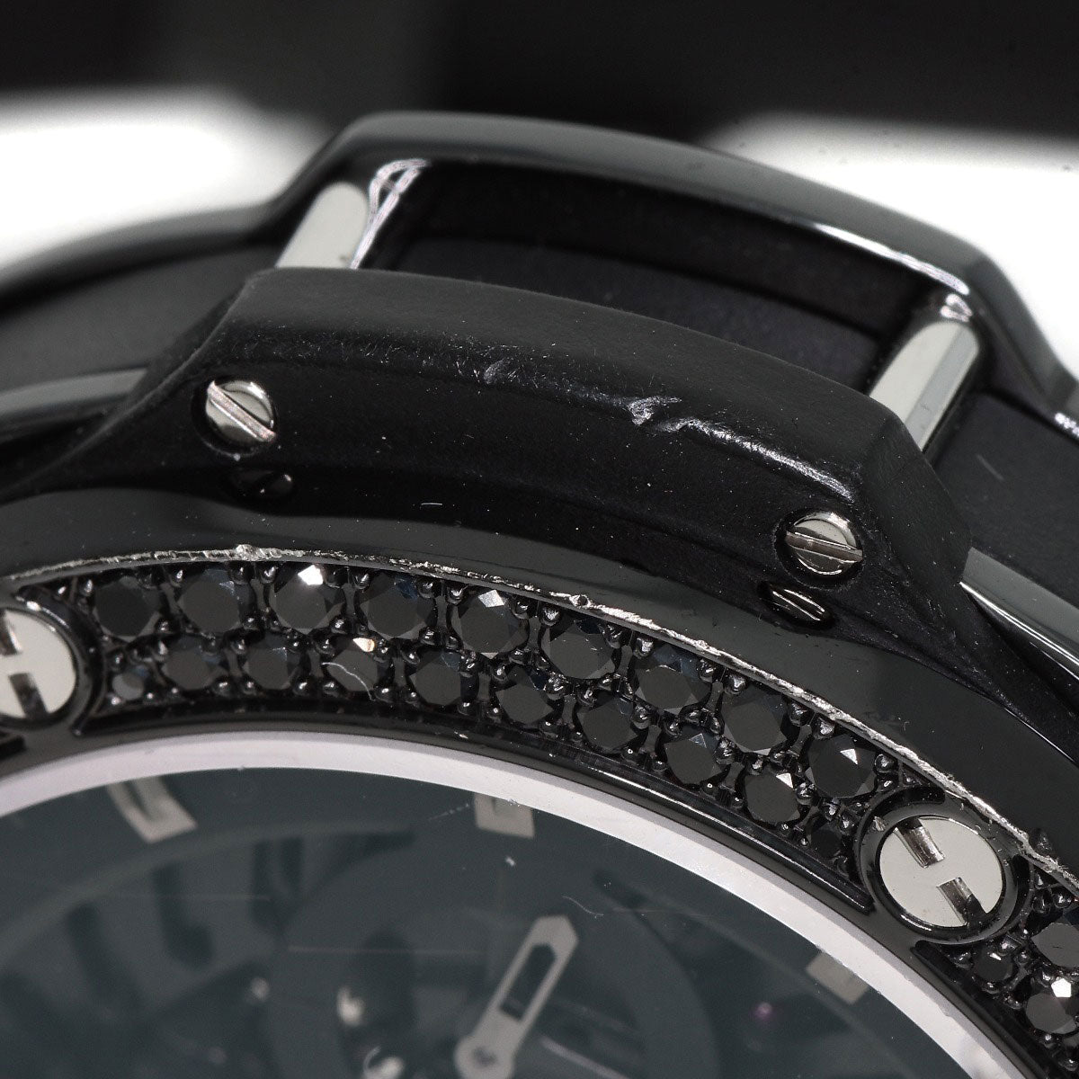 HUBLOT Aeroban All Black Chronograph Black Diamond Bezel Watches 310.CV.1110.RX.1110 Ceramic/Rubber mens