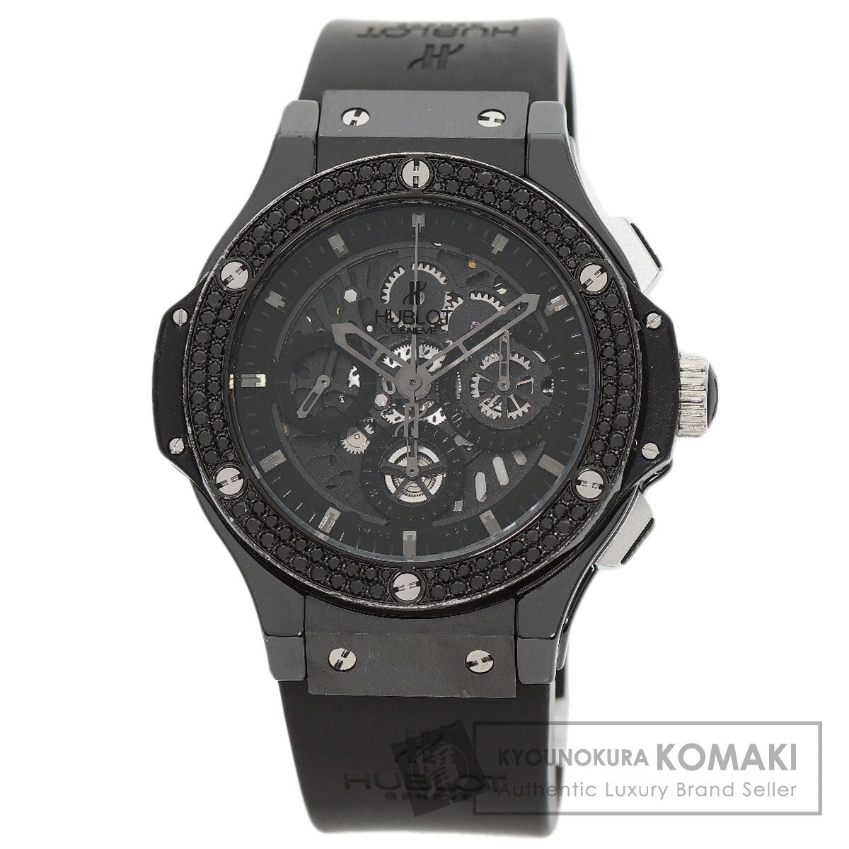 HUBLOT Aeroban All Black Chronograph Black Diamond Bezel Watches 310.CV.1110.RX.1110 Ceramic/Rubber mens