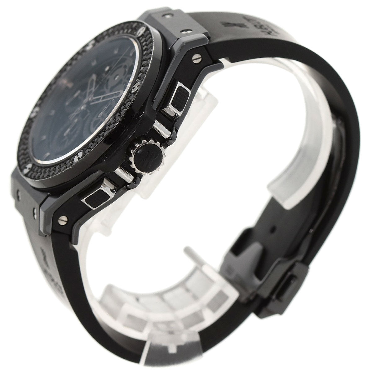 HUBLOT Aeroban All Black Chronograph Black Diamond Bezel Watches 310.CV.1110.RX.1110 Ceramic/Rubber mens