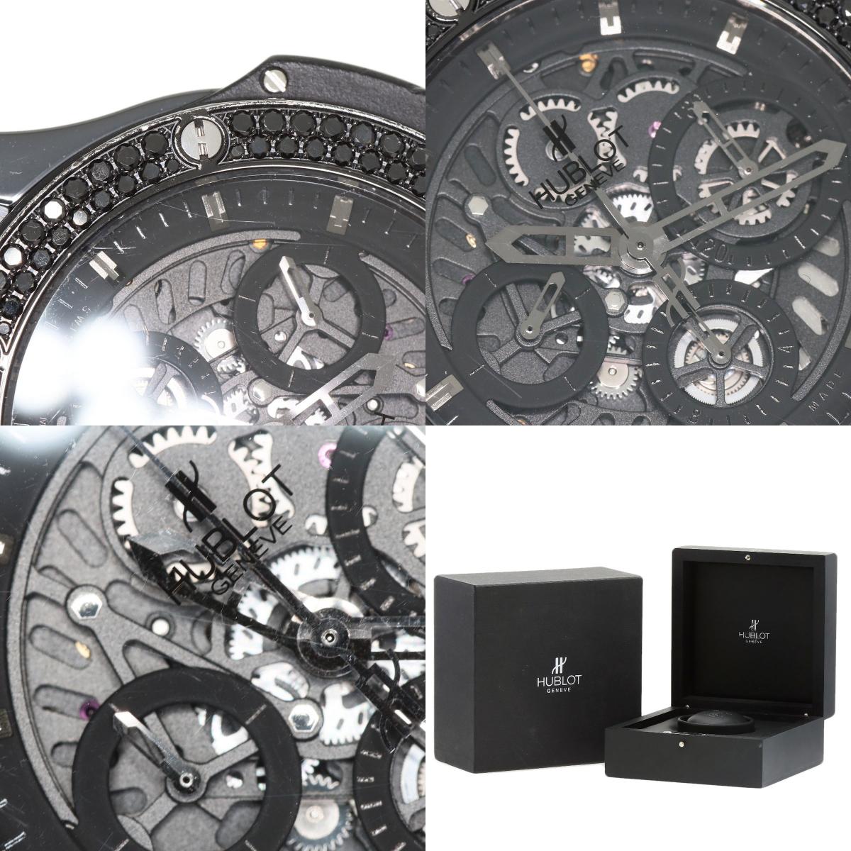 HUBLOT Aeroban All Black Chronograph Black Diamond Bezel Watches 310.CV.1110.RX.1110 Ceramic/Rubber mens