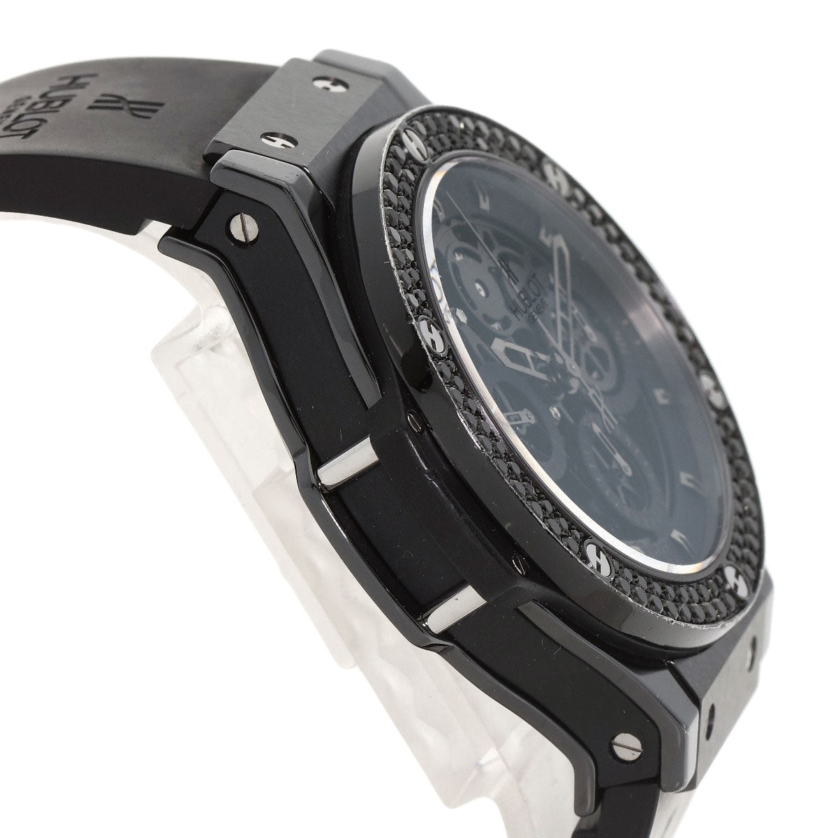 HUBLOT Aeroban All Black Chronograph Black Diamond Bezel Watches 310.CV.1110.RX.1110 Ceramic/Rubber mens