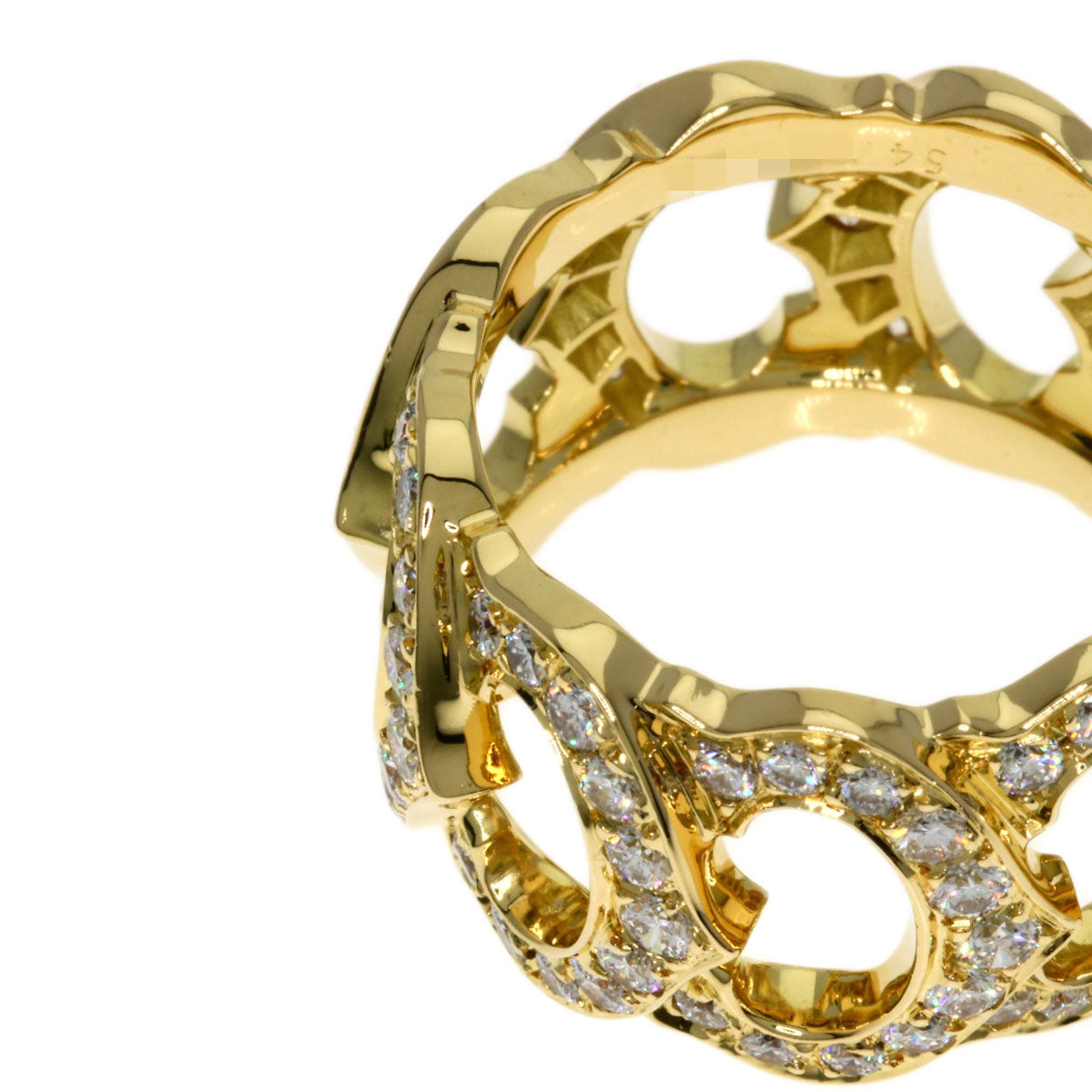 CARTIER C de Cartier Full Diamond #54 Ring K18 Yellow Gold Ladies [Used]