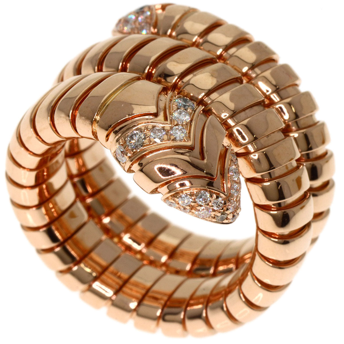 BVLGARI Tubogas Serpenti Diamond Ring K18 Pink Gold Ladies [Used]