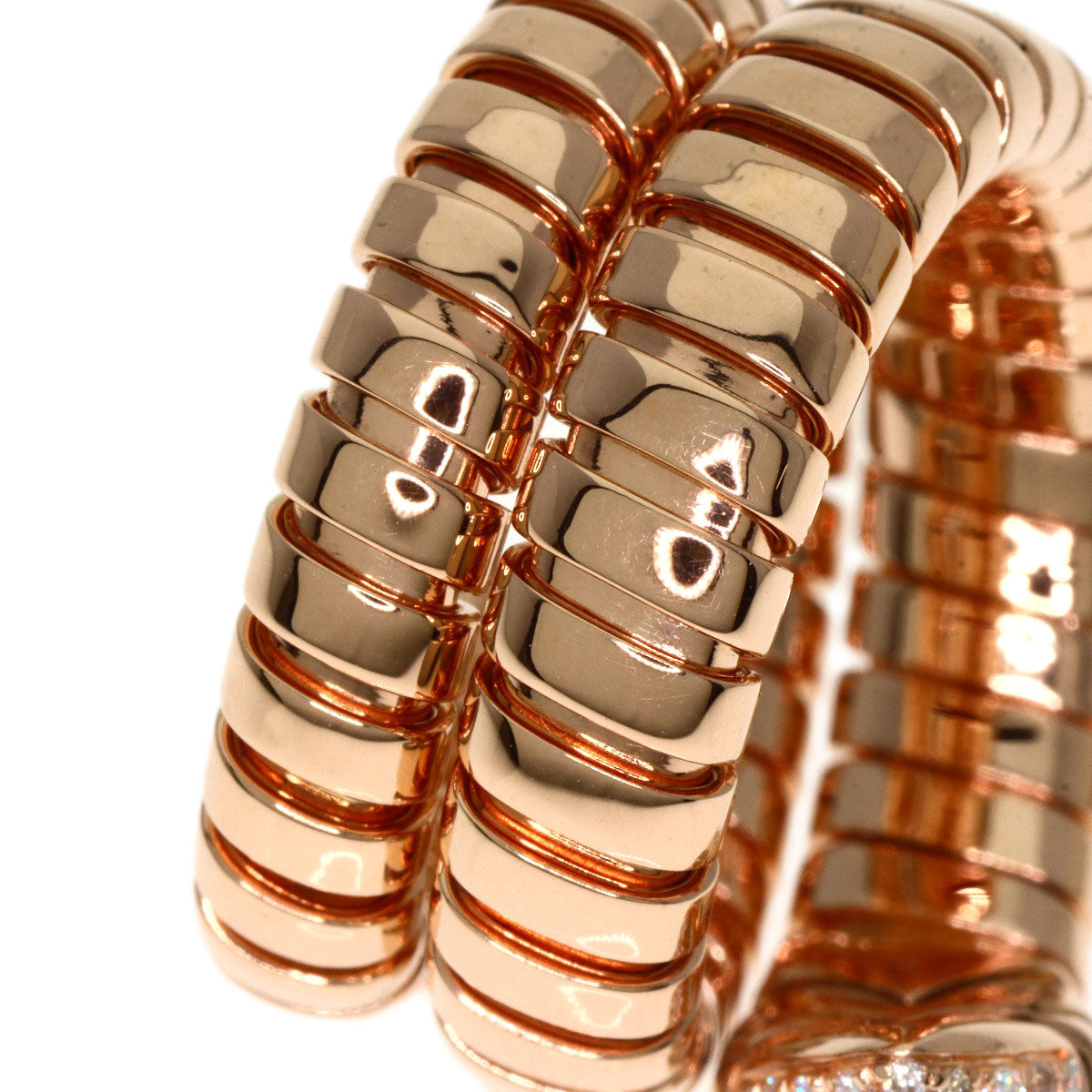 BVLGARI Tubogas Serpenti Diamond Ring K18 Pink Gold Ladies [Used]