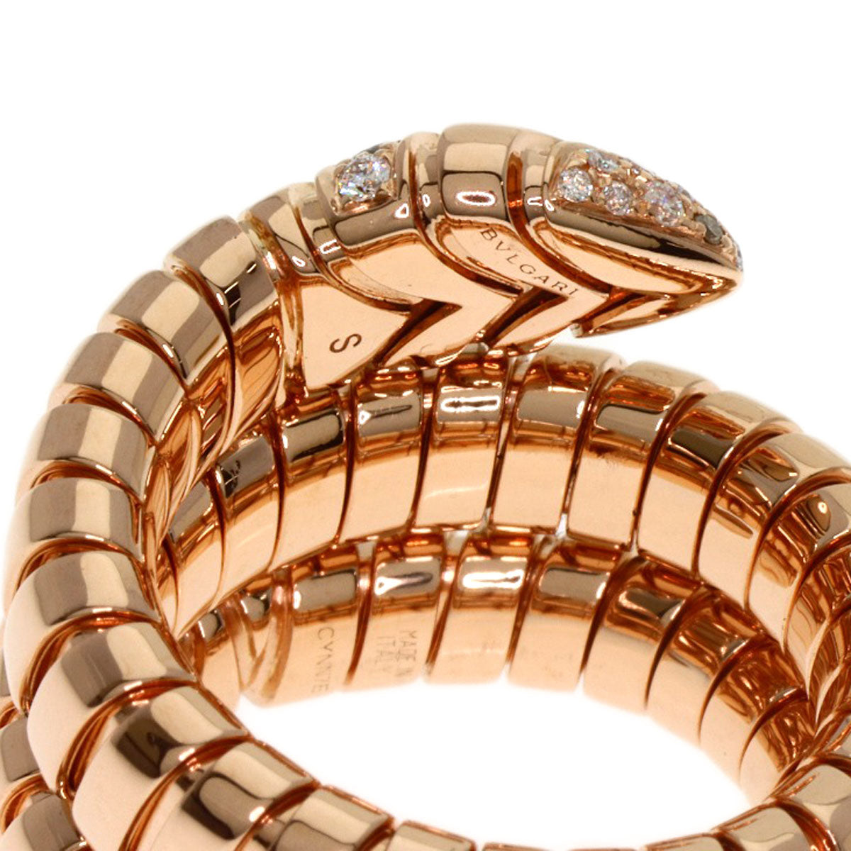 BVLGARI Tubogas Serpenti Diamond Ring K18 Pink Gold Ladies [Used]
