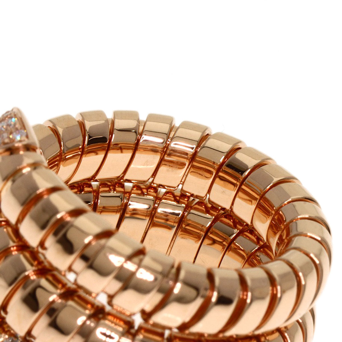 BVLGARI Tubogas Serpenti Diamond Ring K18 Pink Gold Ladies [Used]