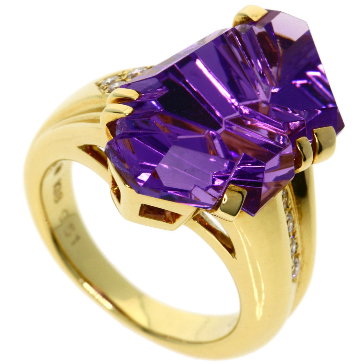 TASAKI   Amethyst Diamond Ring  K18 Yellow Gold Ladies [Used]