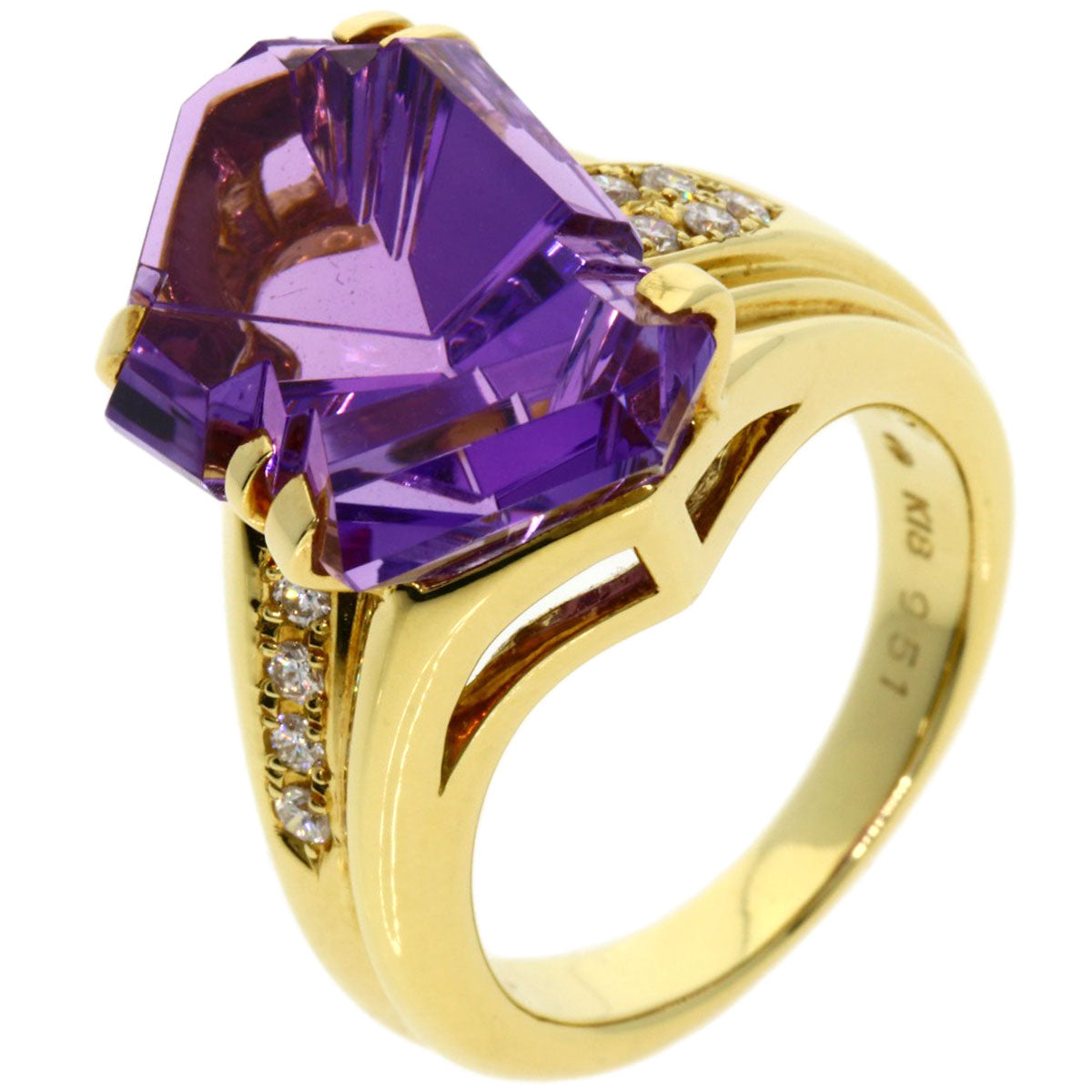 TASAKI   Amethyst Diamond Ring  K18 Yellow Gold Ladies [Used]