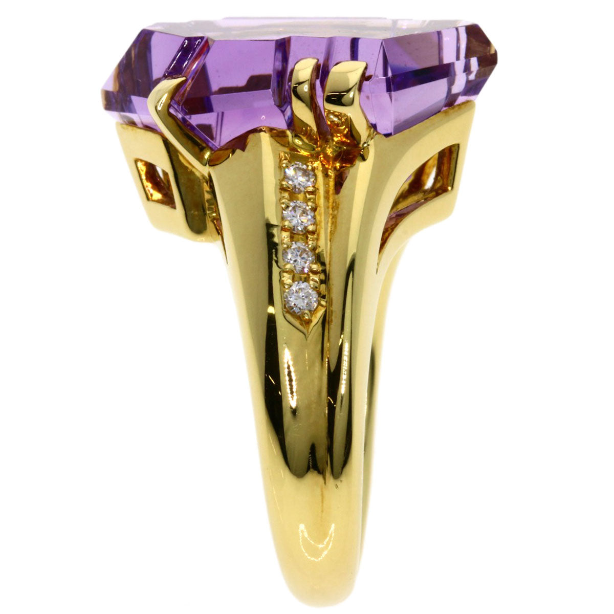 TASAKI   Amethyst Diamond Ring  K18 Yellow Gold Ladies [Used]