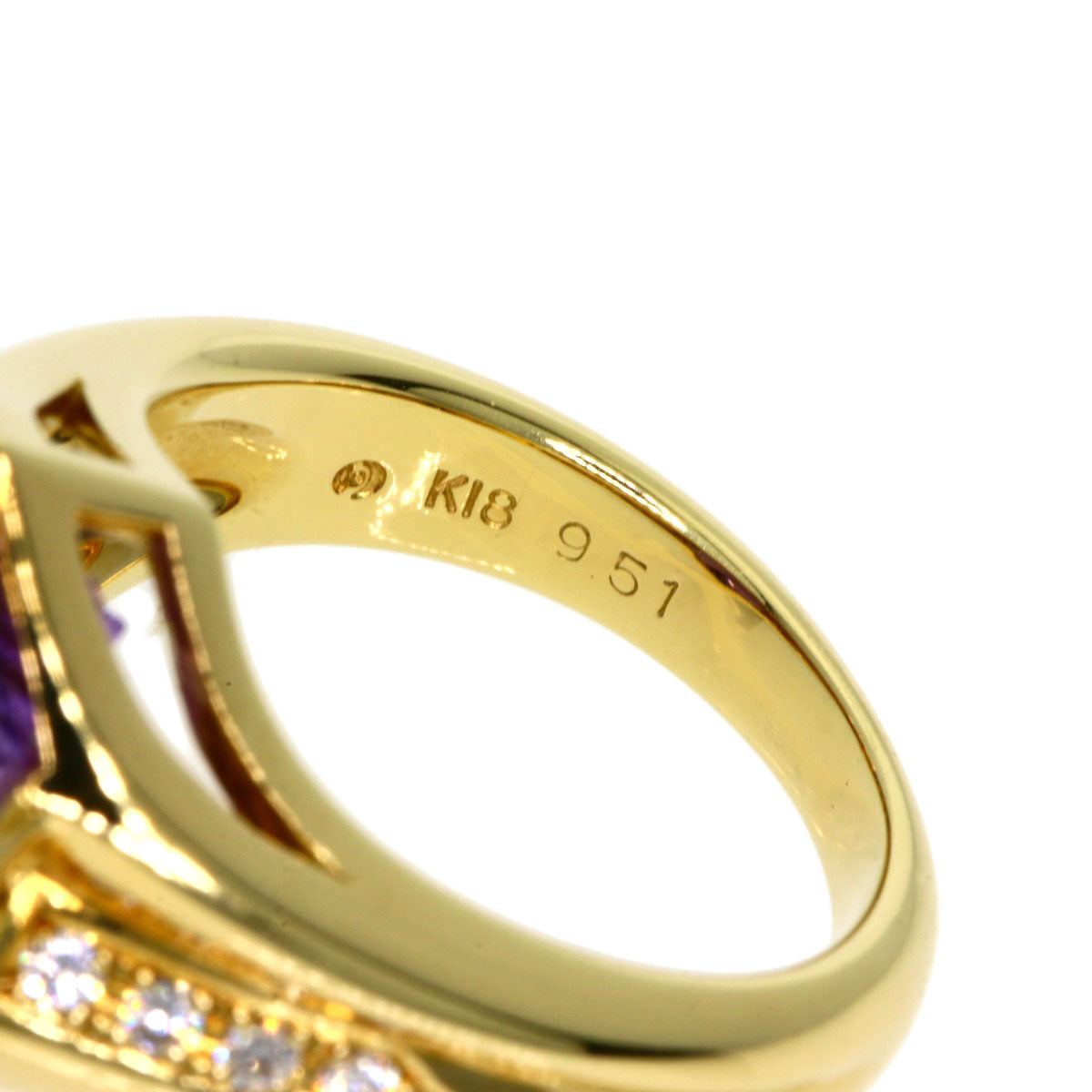 TASAKI   Amethyst Diamond Ring  K18 Yellow Gold Ladies [Used]