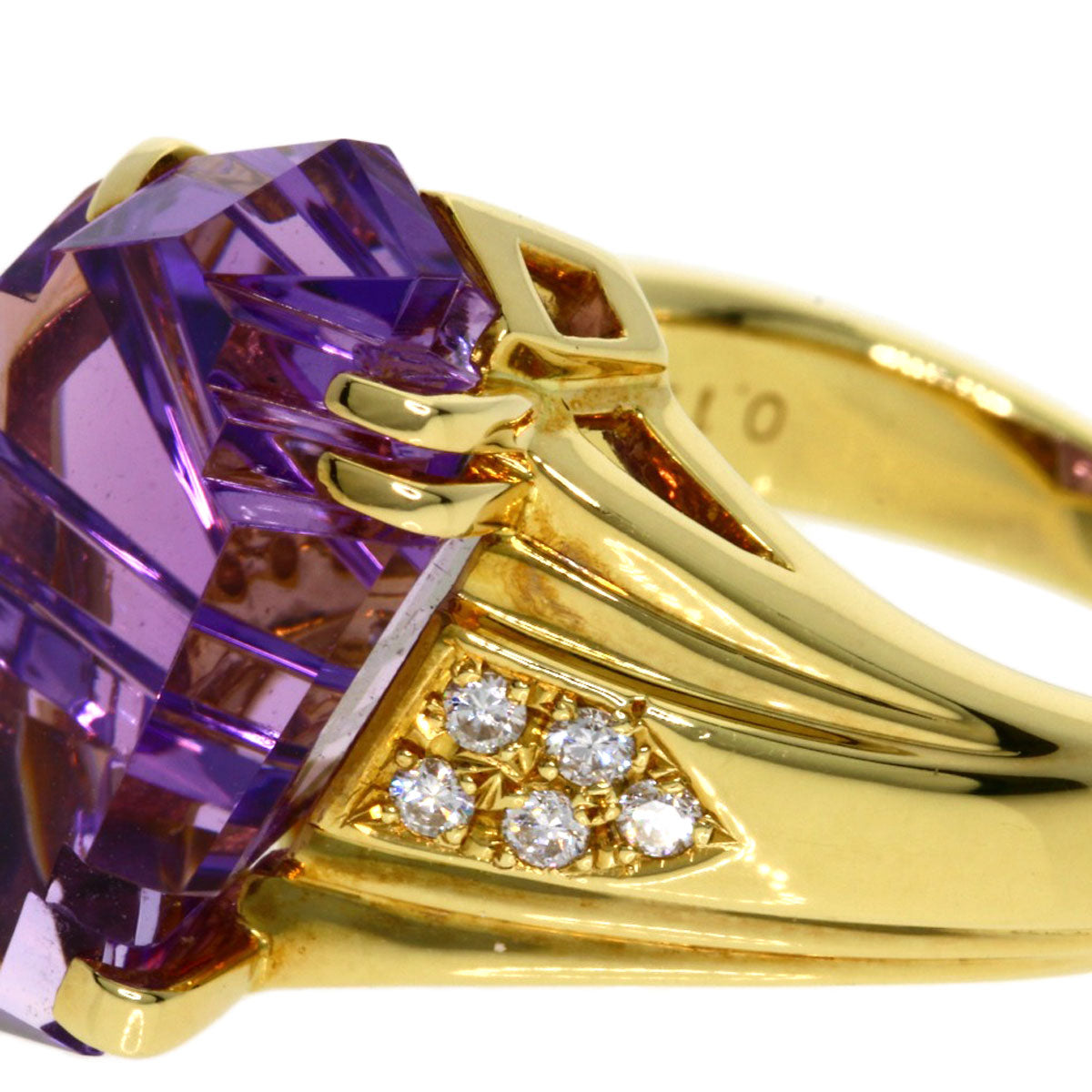 TASAKI   Amethyst Diamond Ring  K18 Yellow Gold Ladies [Used]