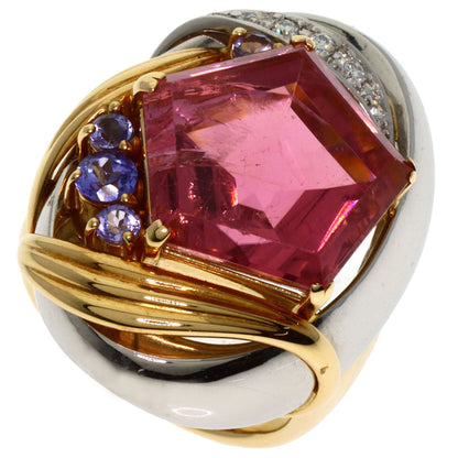 Sachi Pink　Tourmaline Tanzanite Diamond Ring Platinum PT900 18KLadies [Used]