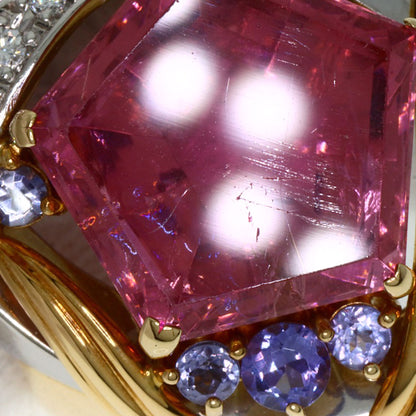 Sachi Pink　Tourmaline Tanzanite Diamond Ring Platinum PT900 18KLadies [Used]