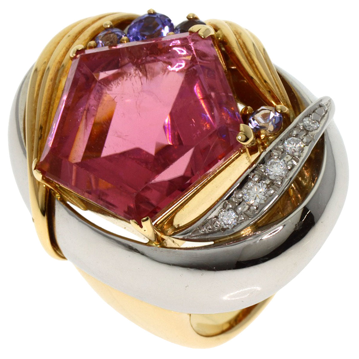 Sachi Pink　Tourmaline Tanzanite Diamond Ring Platinum PT900 18KLadies [Used]