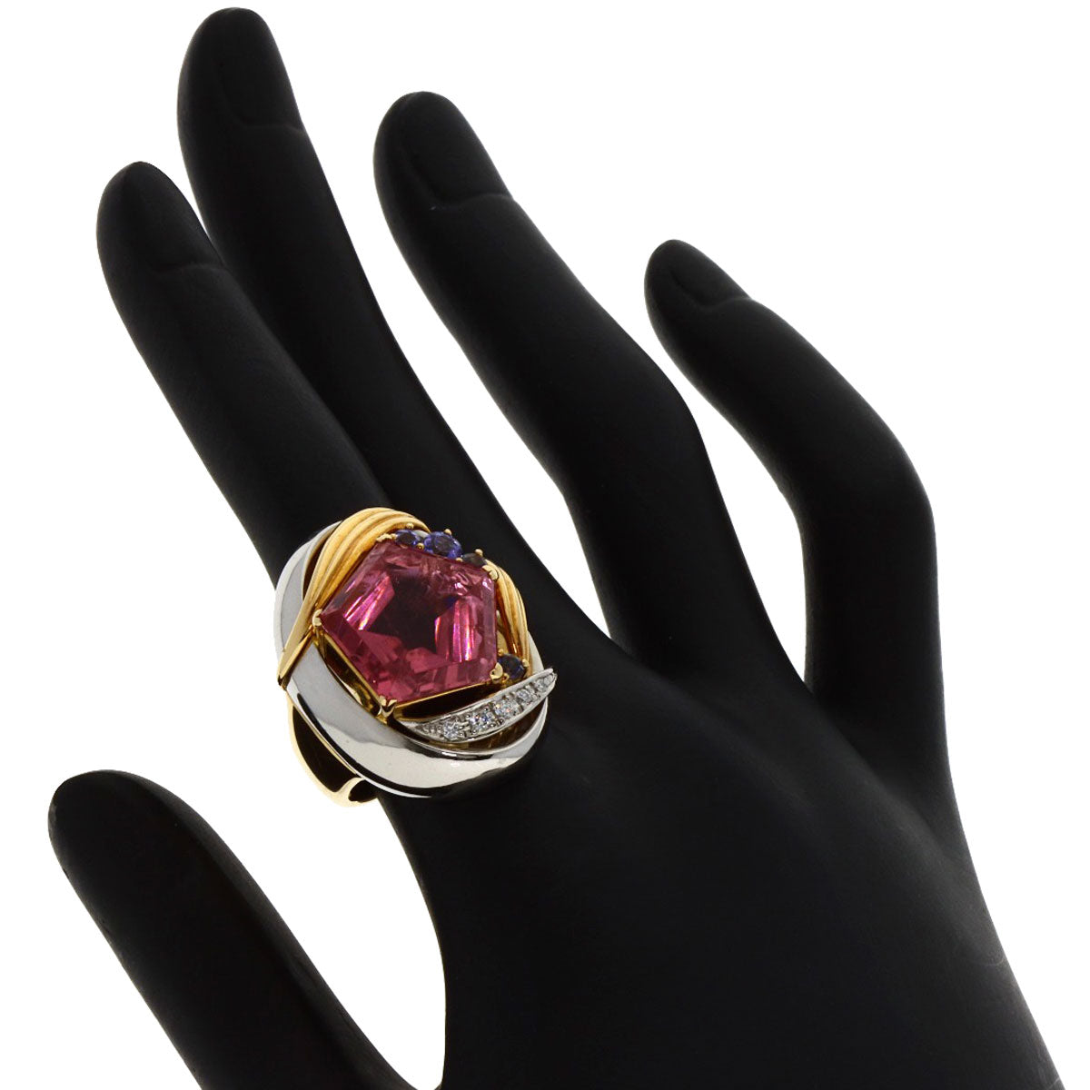 Sachi Pink　Tourmaline Tanzanite Diamond Ring Platinum PT900 18KLadies [Used]