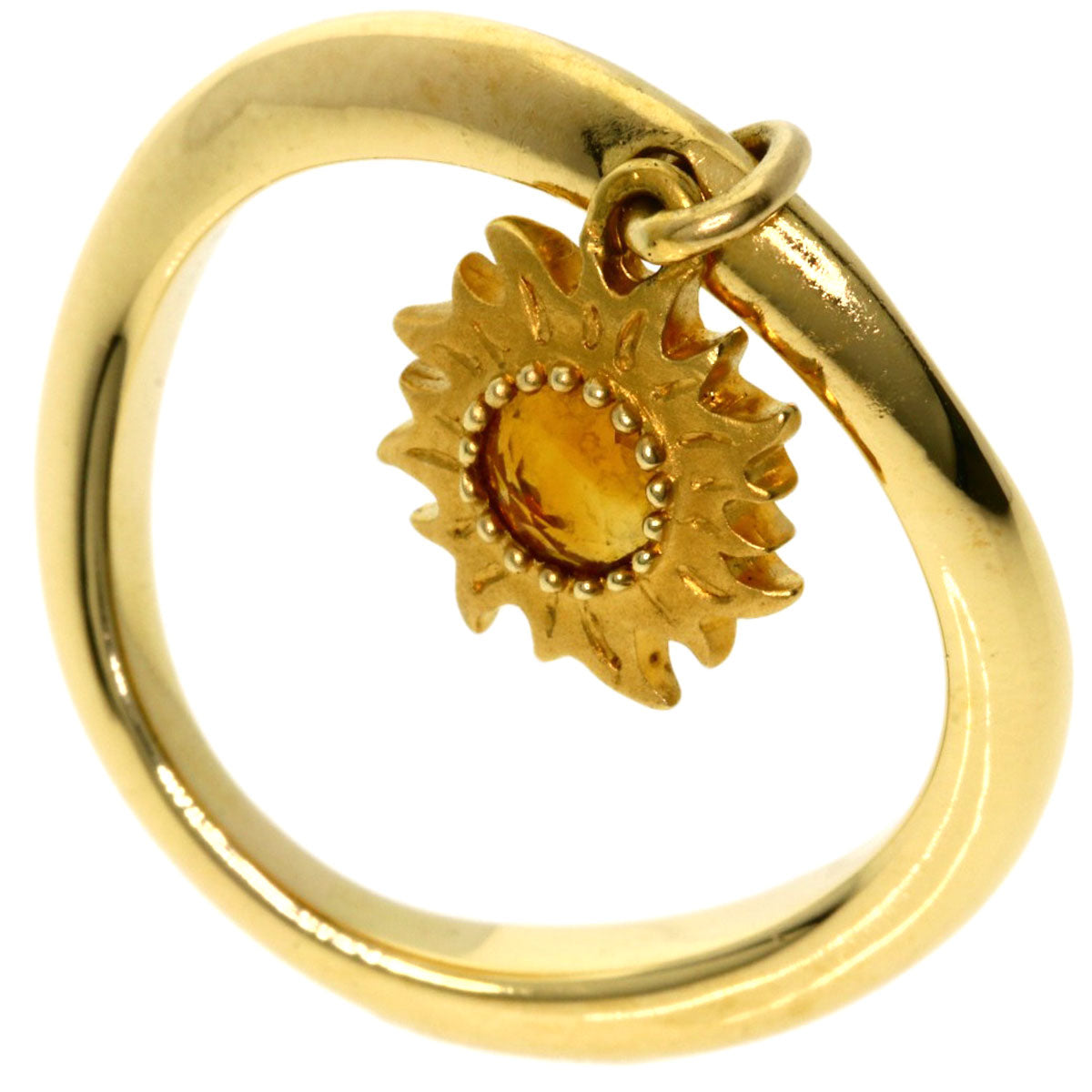 Carrera y Carrera Sol Isombra Sun Motif Citrin Ring K18 Yellow Gold Ladies [Used]