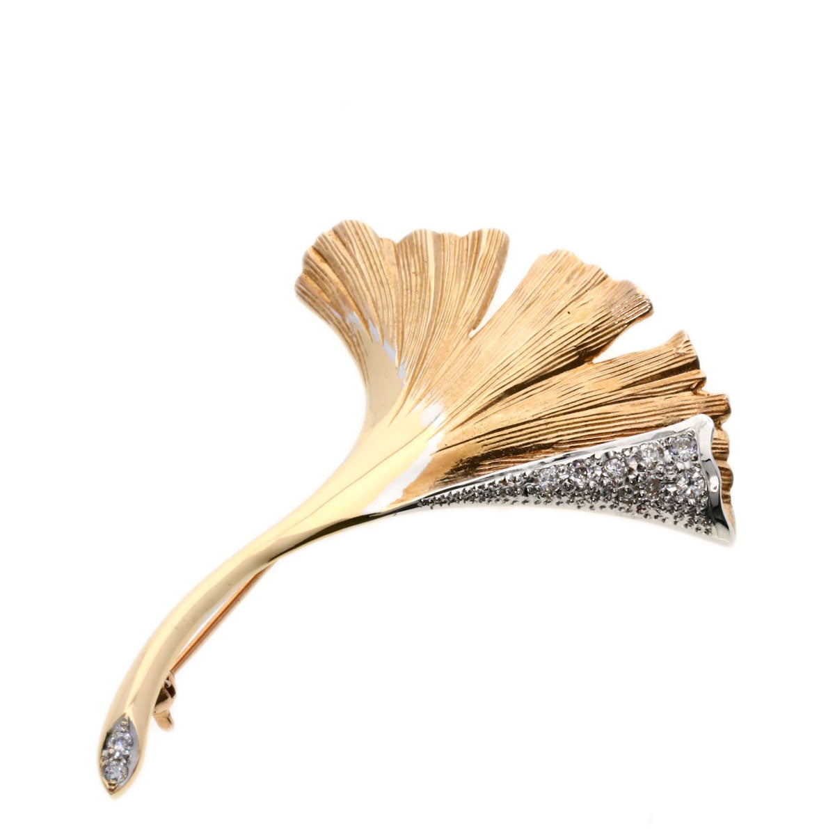 TASAKI Ginkgo Diamond Brooch K14 Pink Gold K14WGLadies [Used]