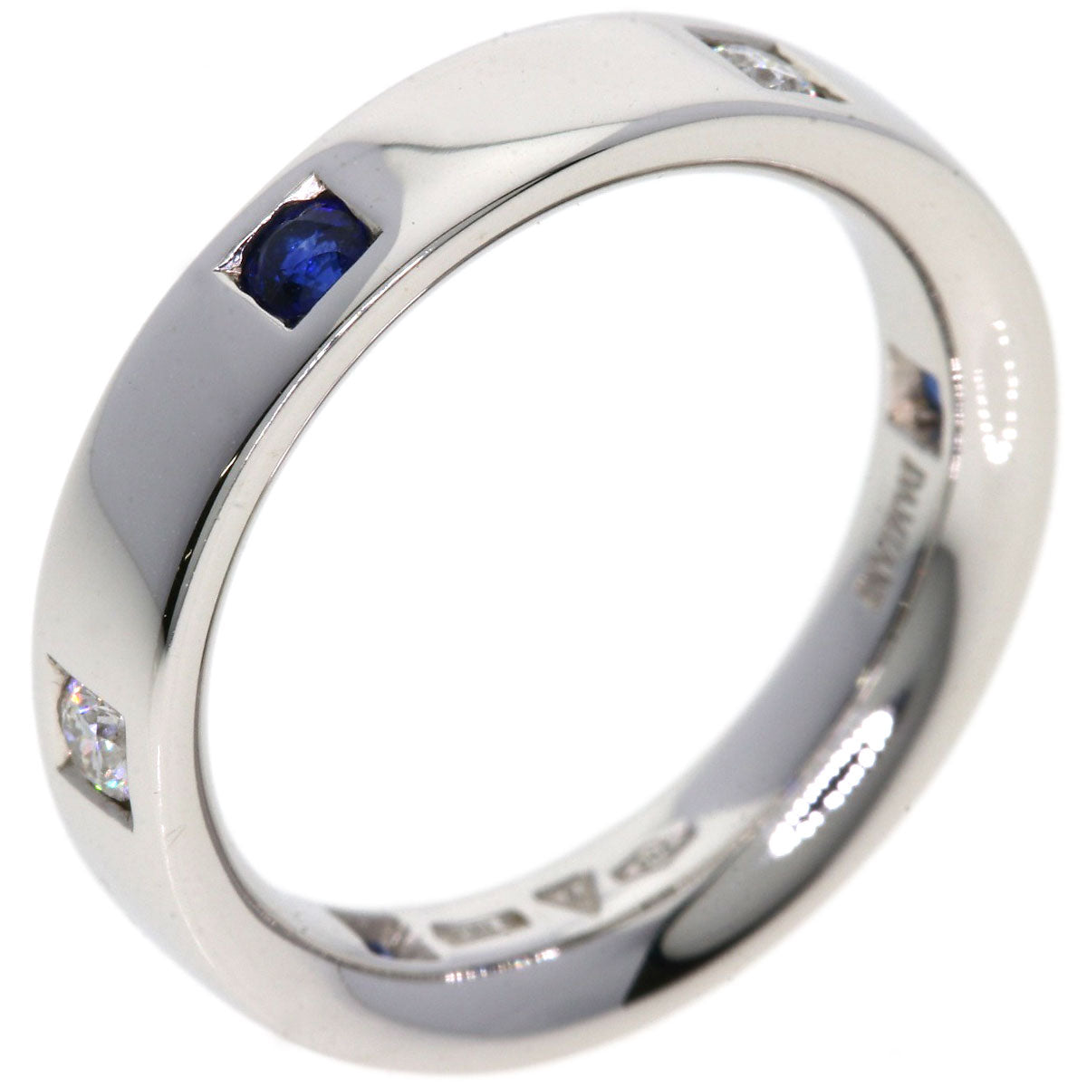 Damiani 3P Sapphire 2P Diamond Ring K18 White Gold Ladies [Used]
