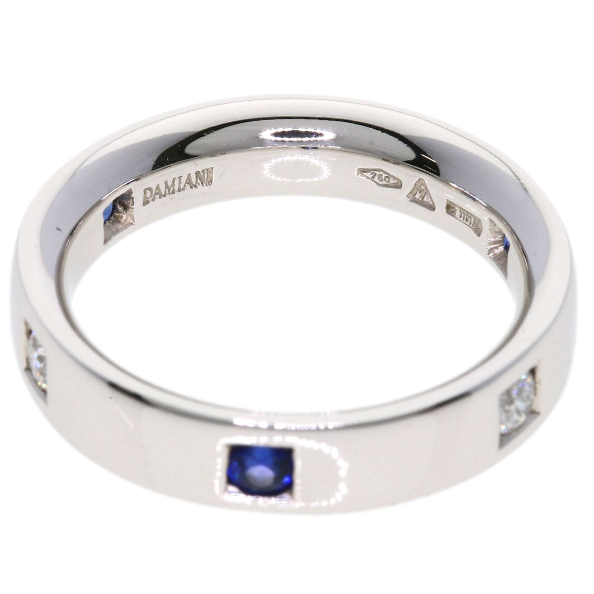 Damiani 3P Sapphire 2P Diamond Ring K18 White Gold Ladies [Used]