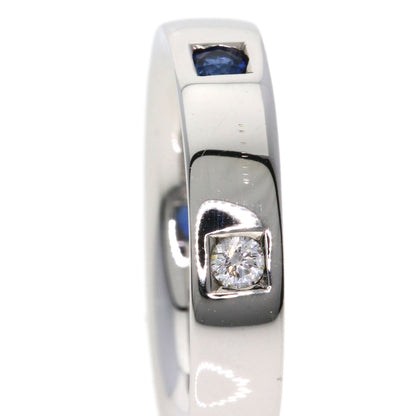 Damiani 3P Sapphire 2P Diamond Ring K18 White Gold Ladies [Used]
