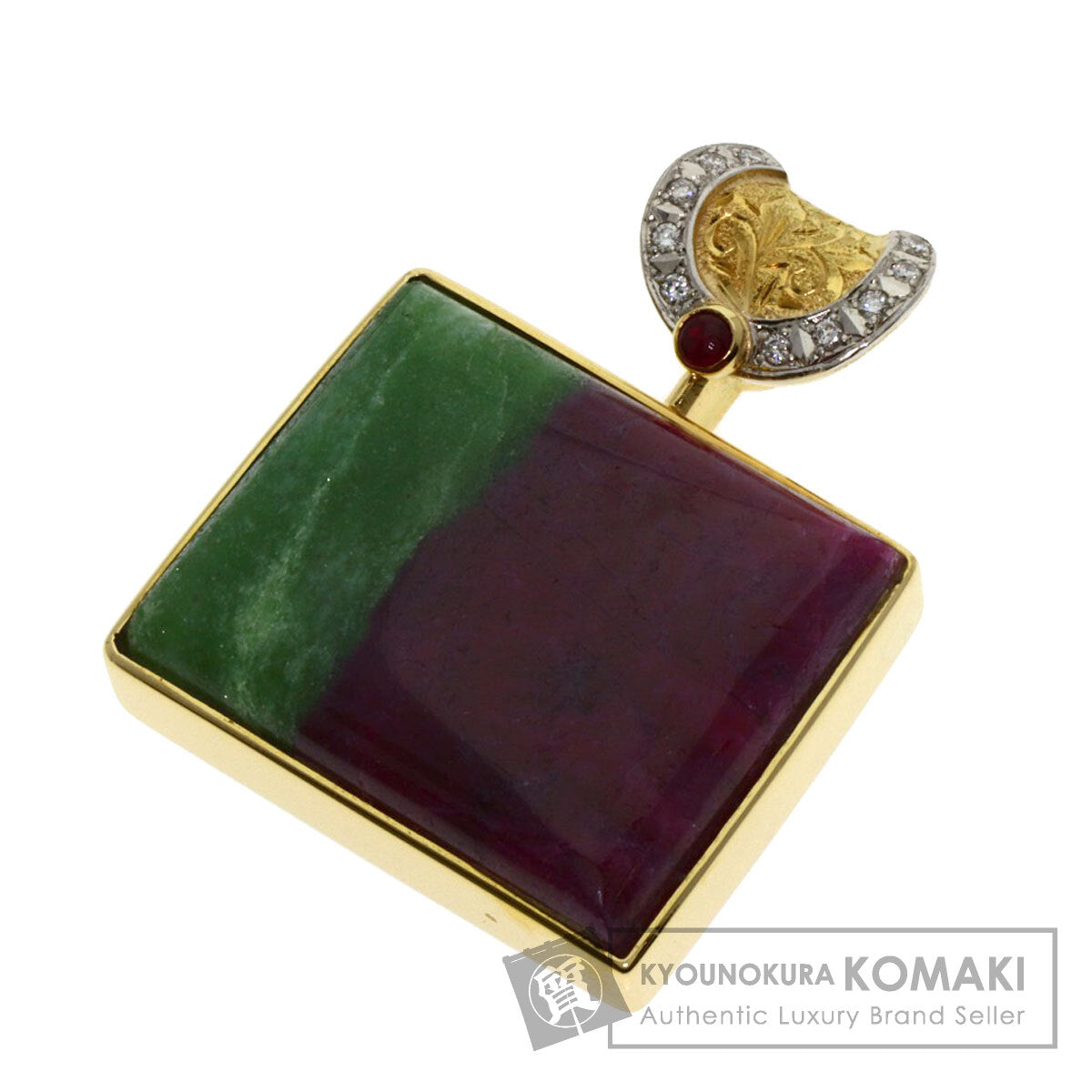 Kenji Hisa Ruby Inzoisite Diamond Pendant top Platinum PT900 18K Yellow GoldLadies [Used]