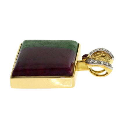 Kenji Hisa Ruby Inzoisite Diamond Pendant top Platinum PT900 18K Yellow GoldLadies [Used]