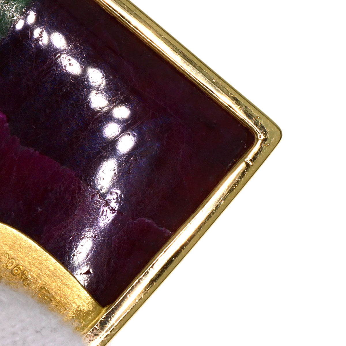 Kenji Hisa Ruby Inzoisite Diamond Pendant top Platinum PT900 18K Yellow GoldLadies [Used]